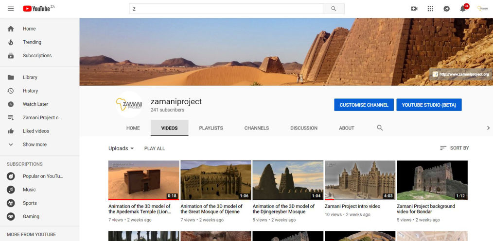 Zamani Video Collection on YouTube